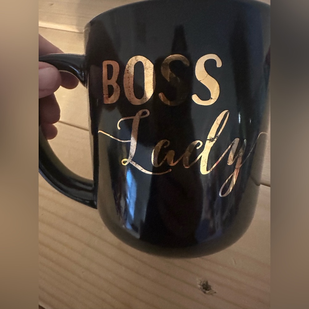 Boss Black Cup with Gold Inscription